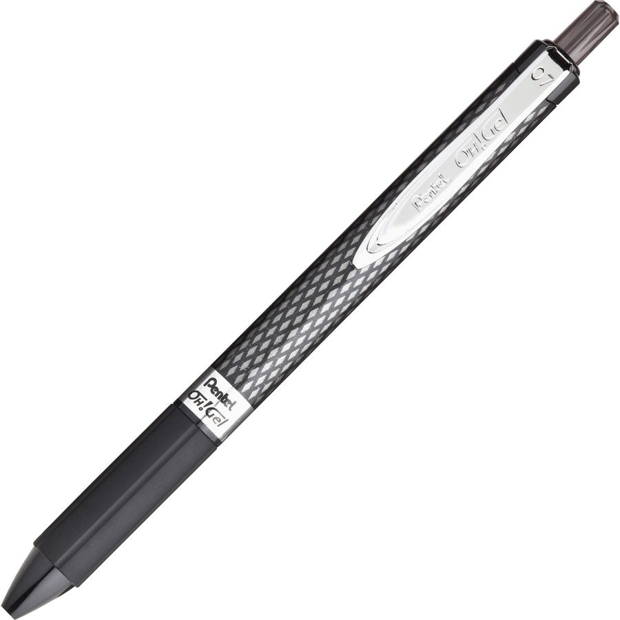 Pentel OH! Medium Point Gel Pens - 0.7 mm Medium Pen Point - Black Ink - Gel-based - Carbon Fiber Barrel - 12 / Dozen