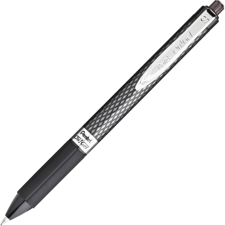 Pentel OH! Medium Point Gel Pens - 0.7 mm Medium Pen Point - Black Ink - Gel-based - Carbon Fiber Barrel - 12 / Dozen