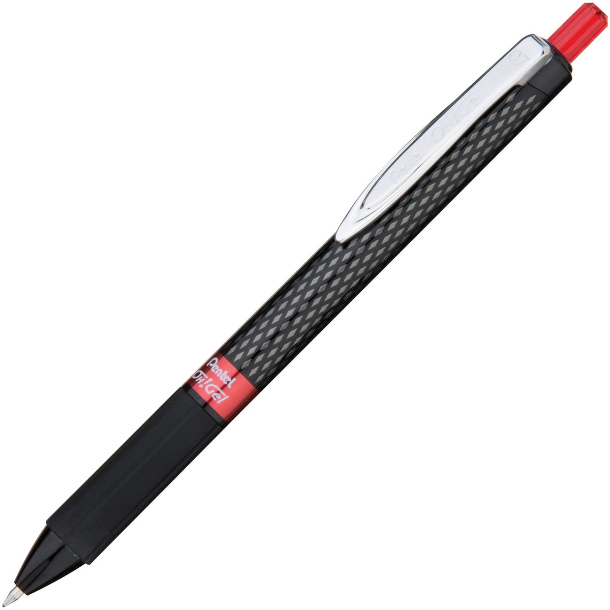 Pentel OH! Medium Point Gel Pens - 0.7 mm Medium Pen Point - Red Ink - Gel-based - Carbon Fiber Barrel - 12 / Dozen