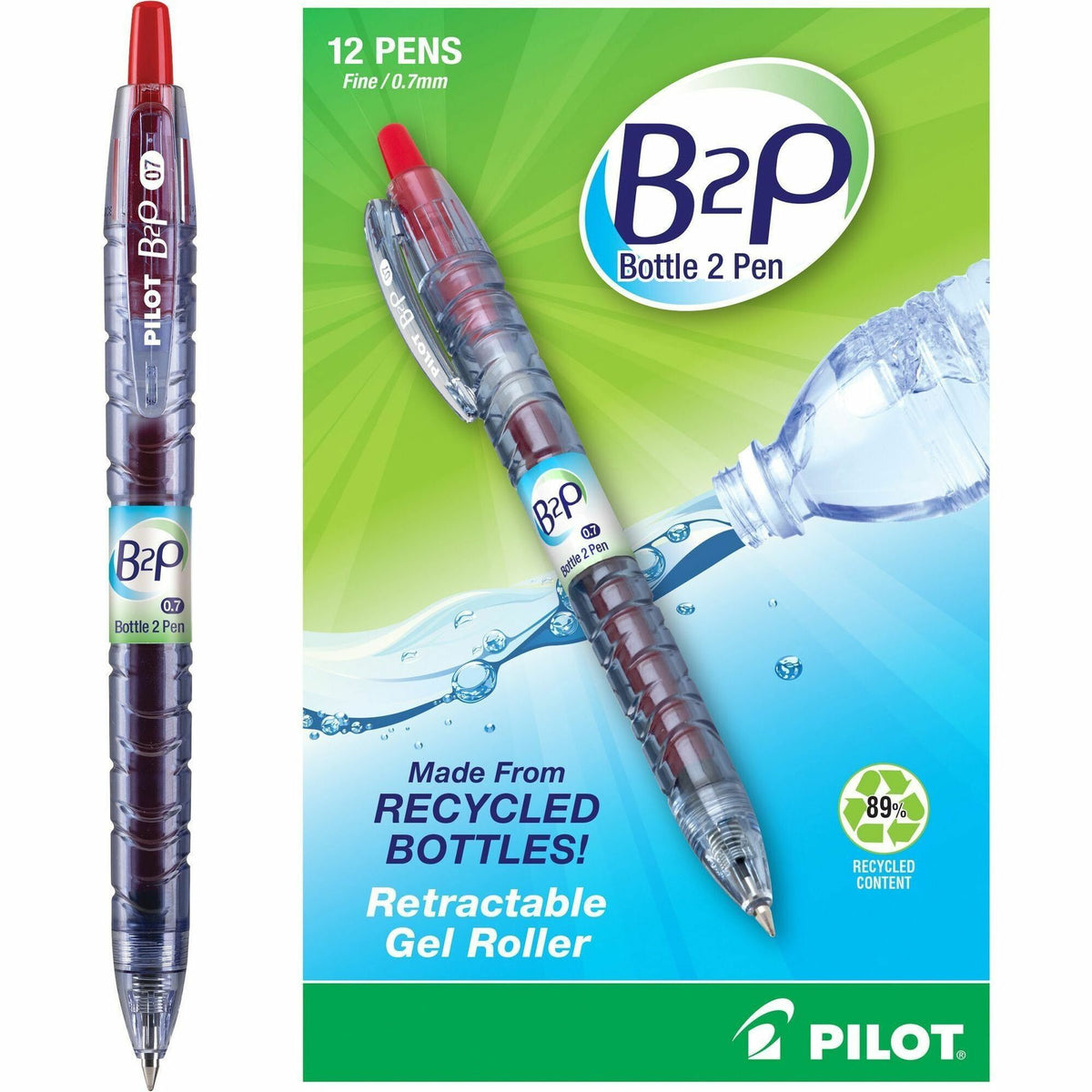 Pilot Fine Point Gel Pens - Fine 0.7mm Point Size - Refillable - Retractable - Red Gel-based Ink - Plastic Barrel - 12 /