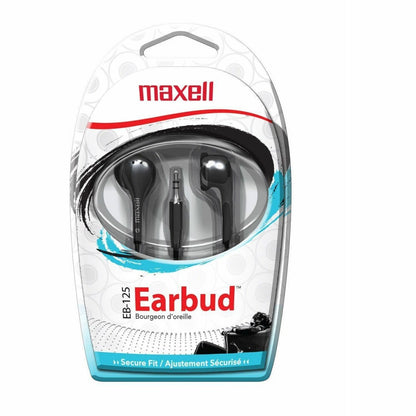 Maxell EB-125 Stereo Ear Buds - Stereo - Mini-phone (3.5mm) - Wired - 32 Ohm - 20 Hz to 23 kHz - Nickel Plated Connector