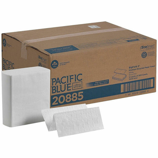 Pacific Blue Ultra Z-Fold Paper Towel - Multifold Z - 8" Width x 11" Length - White - Paper - 260/Pack - 10 / Carton