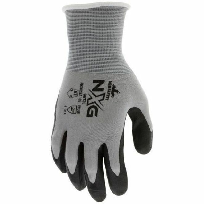 Memphis MCR Safety Nitrile Coated Knit Gloves - Cut, Abrasion Protection - Nitrile Foam Coating - Small Size - Nylon - B