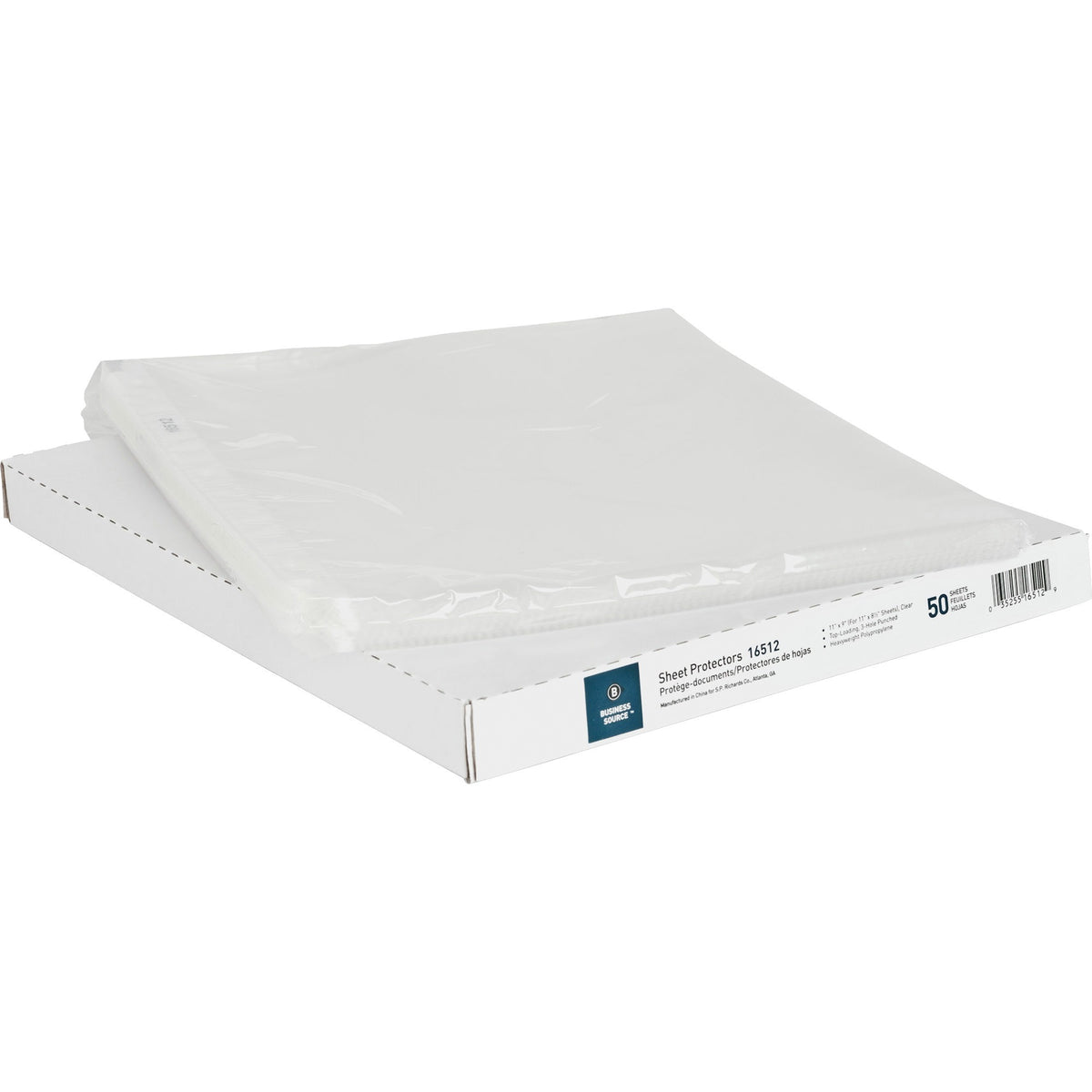 Business Source Sheet Protectors - 3.3 mil Thickness - For Letter 8 1/2" x 11" Sheet - 3 x Holes - Ring Binder - Top Loa