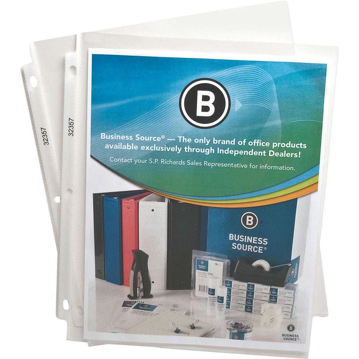 Business Source Sheet Protectors - 2.4 mil Thickness - For Letter 8 1/2" x 11" Sheet - 3 x Holes - Ring Binder - Top Loa