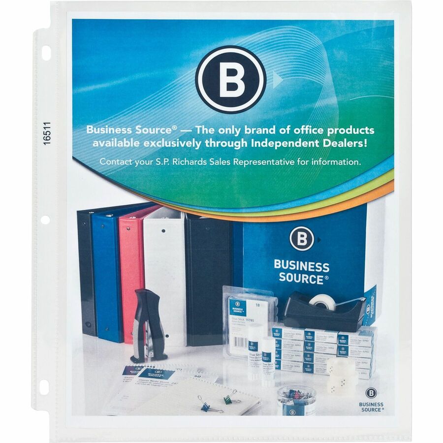 Business Source Sheet Protectors - 5 mil Thickness - For Letter 8 1/2" x 11" Sheet - 3 x Holes - Ring Binder - Top Loadi