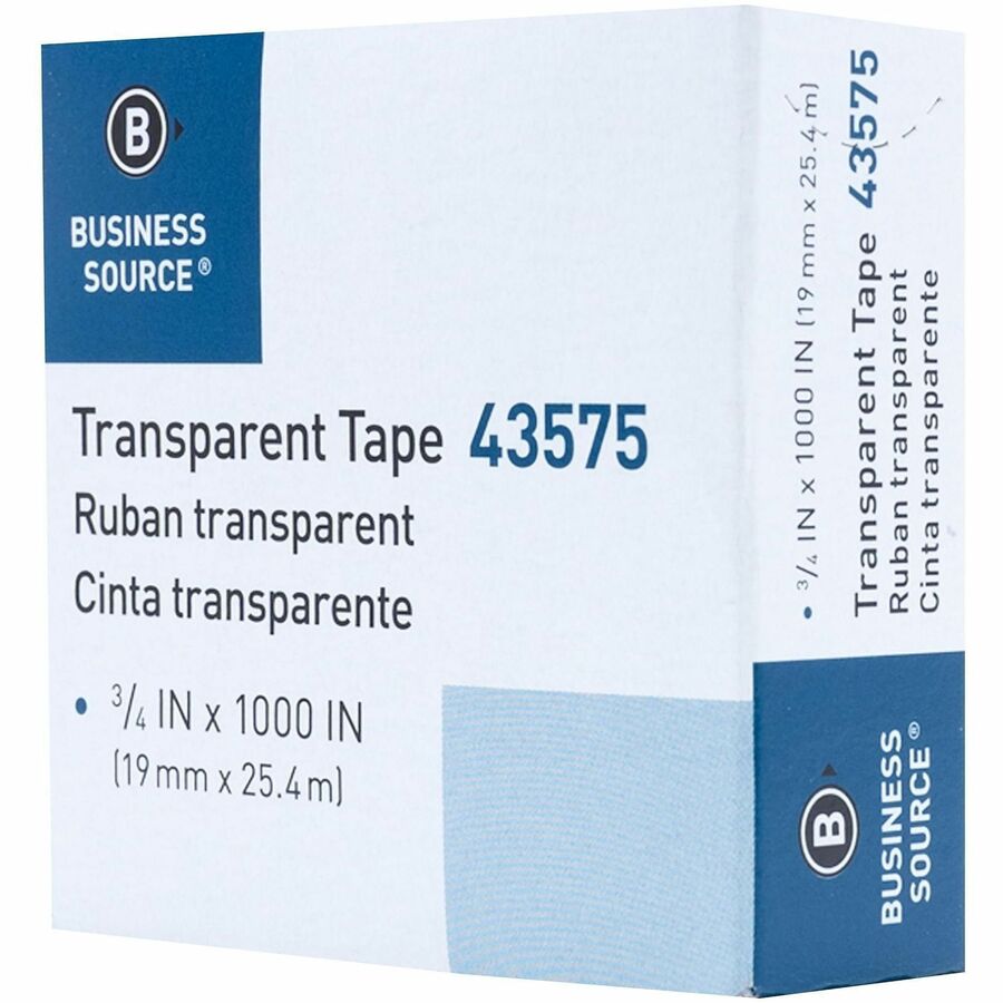 Business Source All-purpose Transparent Glossy Tape - 27.78 yd Length x 0.75" Width - 1" Core - Clear - For Sealing, Men