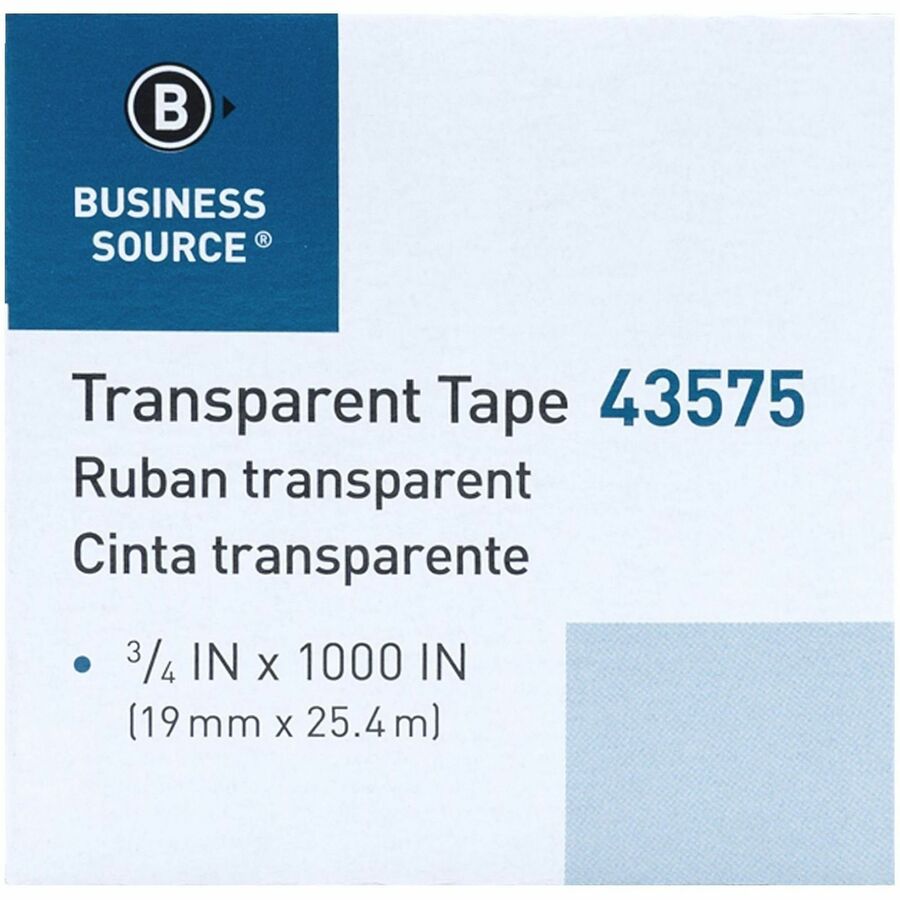 Business Source All-purpose Transparent Glossy Tape - 27.78 yd Length x 0.75" Width - 1" Core - Clear - For Sealing, Men