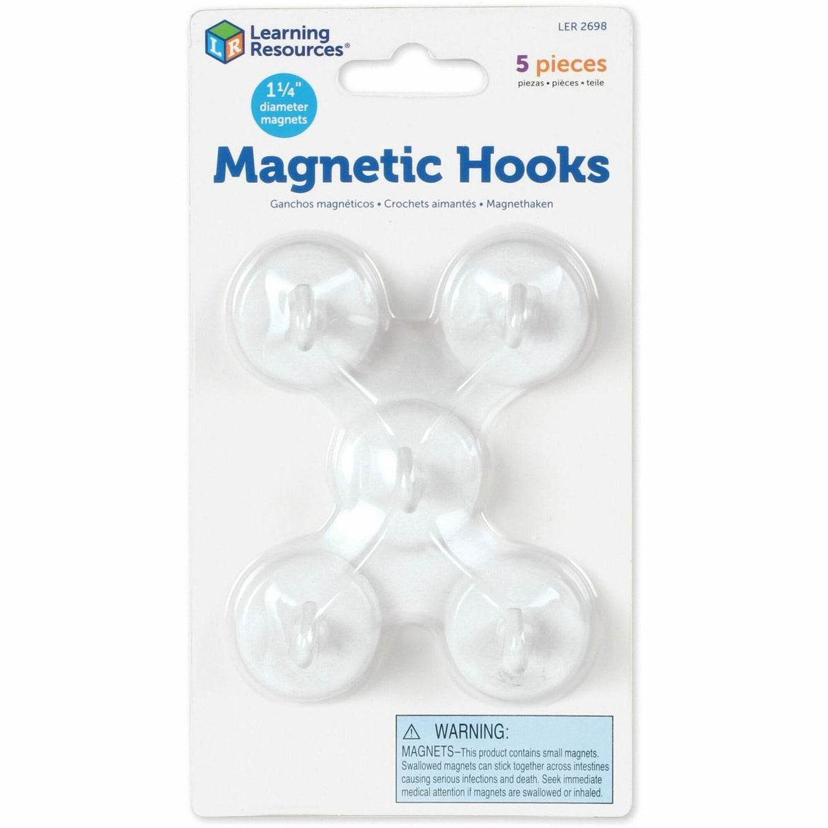 Learning Resources Original Magnetic Hooks - 13 lb (5.90 kg) Capacity - for Pocket Chart, Flip Book, Hall Pass, Decorati