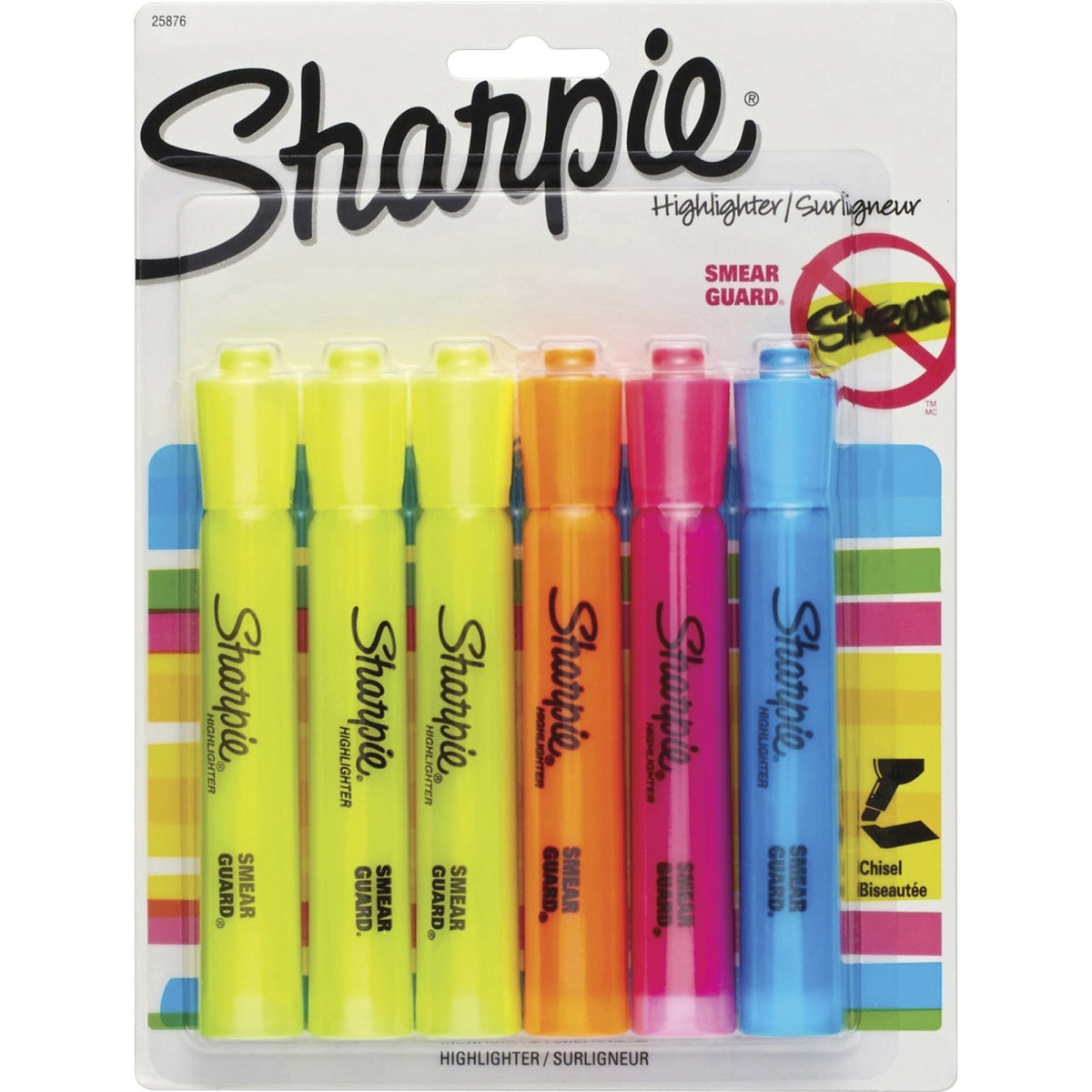 Sharpie Highlighter - Tank - Yellow, Blue, Orange, Pink Ink - 6 / Pack