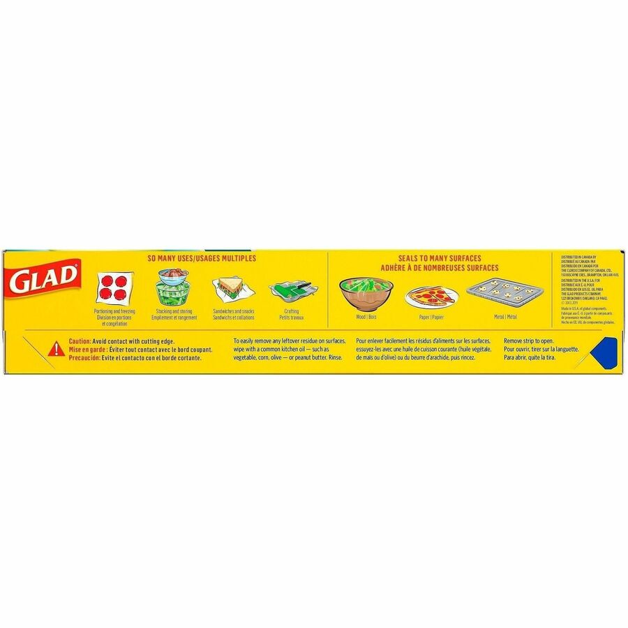 Glad 70 Square Foot Press'n Seal Food Plastic Wrap - 11.80" Width x 71.10 ft Length - Durable, Freezer Safe, Microwave S