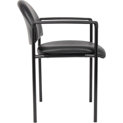 Boss Diamond Stacking Chair with Arm - Black - Fabric - 1 Each
