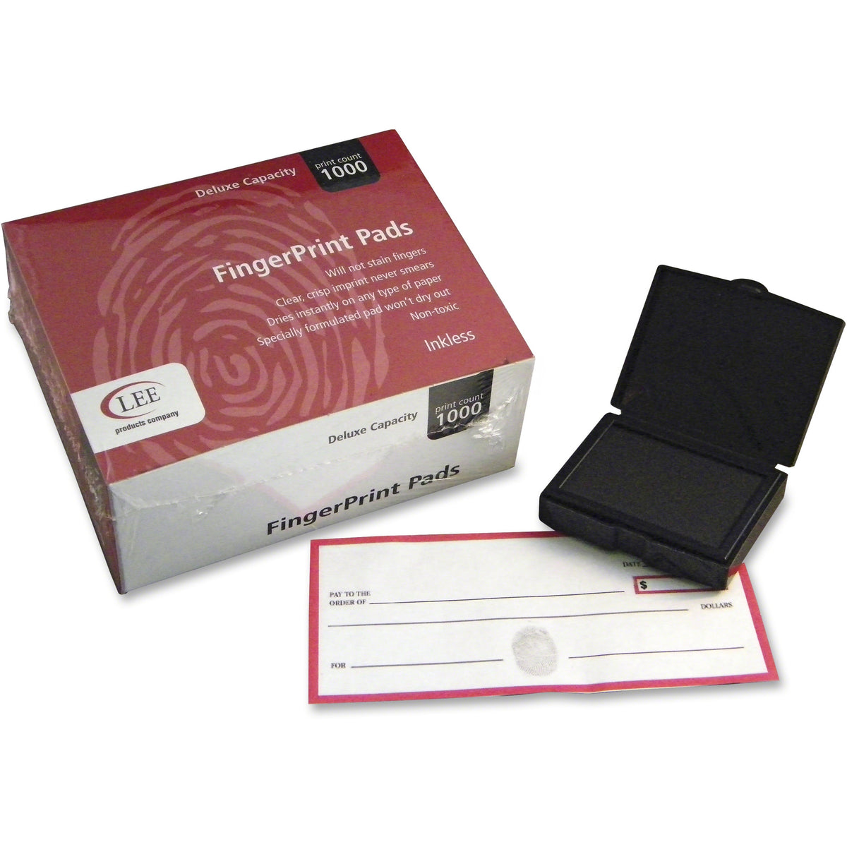 LEE Inkless FingerPrint Pad - 2" Height x 2.3" Width x 1.8" Depth - Black Ink - 12 / Dozen