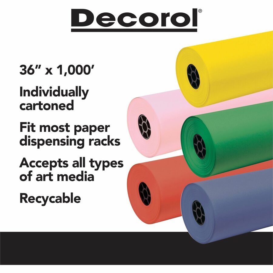 Decorol Flame-Retardant Art Paper Roll - Art, Classroom, Office, Banner, Bulletin Board - 7.40" Height x 36" Width x 100