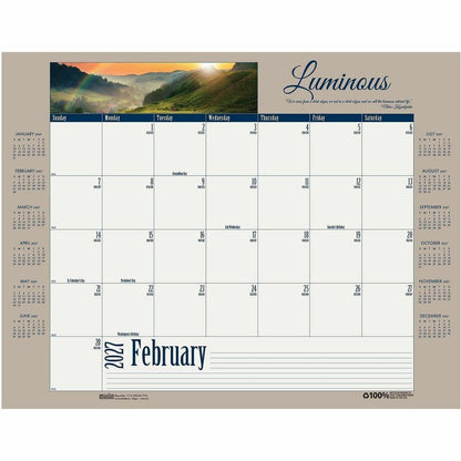 House of Doolittle Earthscapes Motivational Desk Pad - Julian Dates - Monthly - 12 Month - January 2027 to December 2027