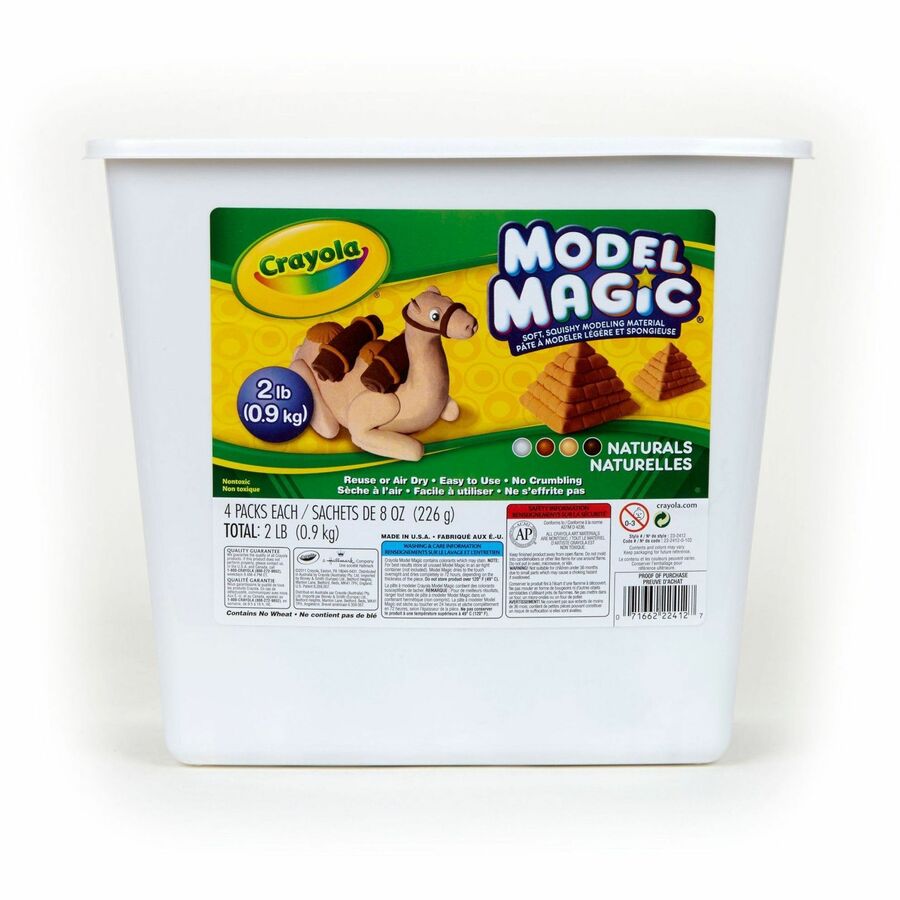 Crayola Model Magic Modeling Material - Project, Sculpture - Assorted, White, Bisque, Earth Tone - 1 Box