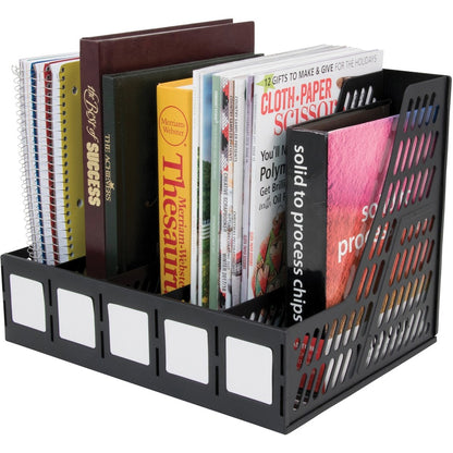 Advantus 5-compartment Magazine/Literature File - 5 Compartment(s) - Desktop - Durable, Lightweight, Labeling Area - Bla