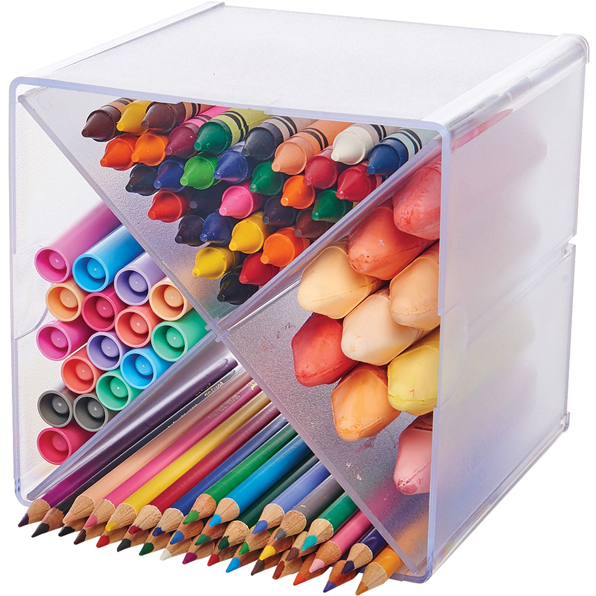 Deflecto Stackable Cube Organizer - 4 Compartment(s) - 6" Height x 6" Width x 7.25" Depth - Desktop - Stackable - Clear 