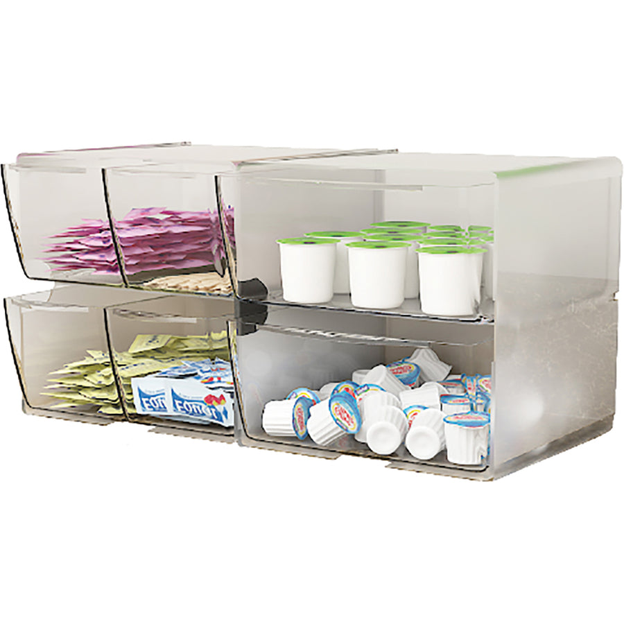 Deflecto Stackable Cube Organizer - 4 Drawer(s) - 6" Height x 6" Width x 7.25" Depth - Desktop - Stackable - Clear - Pla