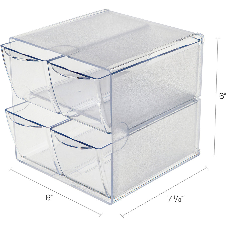 Deflecto Stackable Cube Organizer - 4 Drawer(s) - 6" Height x 6" Width x 7.25" Depth - Desktop - Stackable - Clear - Pla