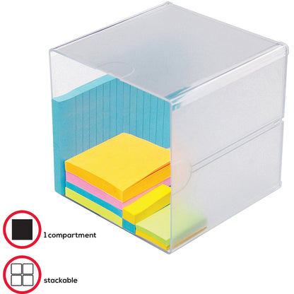 Deflecto Stackable Cube Organizer - 1 Compartment(s) - 6" Height x 6" Width x 6" Depth - Desktop - Stackable - Clear - P