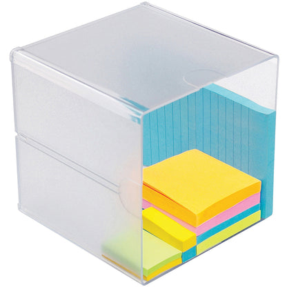 Deflecto Stackable Cube Organizer - 1 Compartment(s) - 6" Height x 6" Width x 6" Depth - Desktop - Stackable - Clear - P