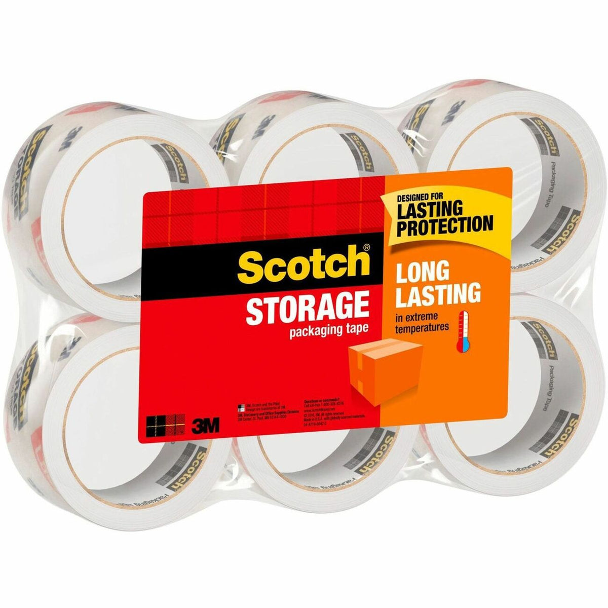 Scotch Long-Lasting Storage/Packaging Tap - 54.60 yd Length x 1.88" Width x 2.4 mil Thickness - 3" Core - Clear - Acryli