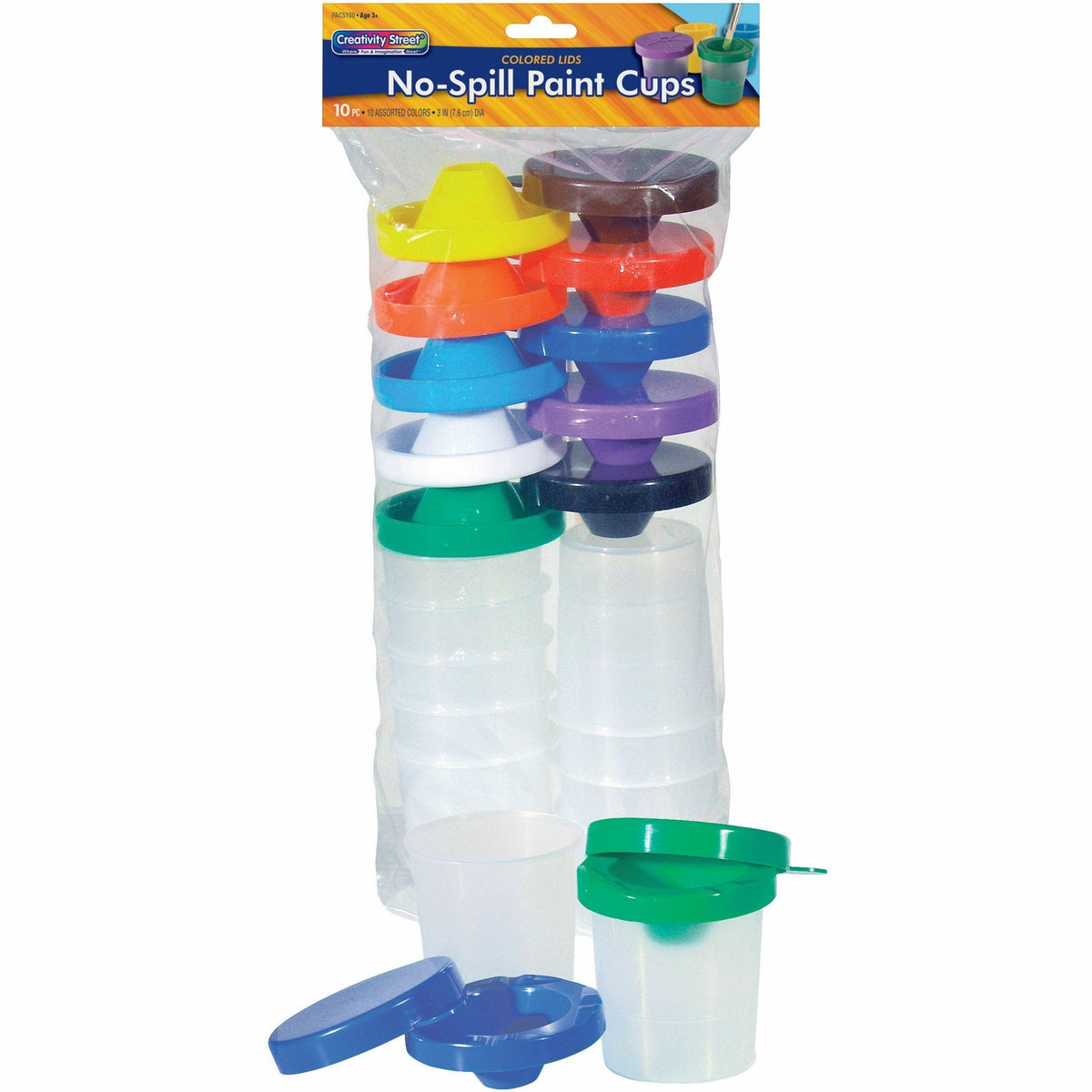 Creativity Street No-Spill Round Paint Cups With Colored Lids - Assorted - 1 Set