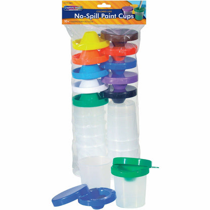 Creativity Street No-Spill Round Paint Cups With Colored Lids - Assorted - 1 Set