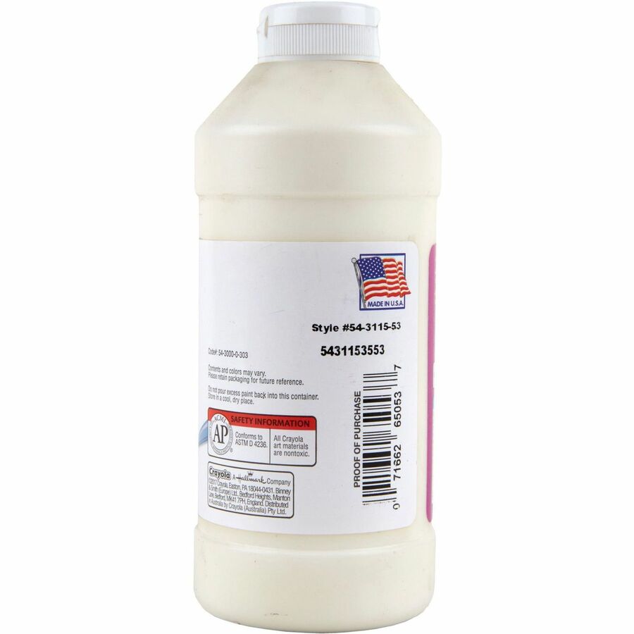 Crayola Artista II Washable Tempera Paint - White - 16 oz - Washable - 1 Each