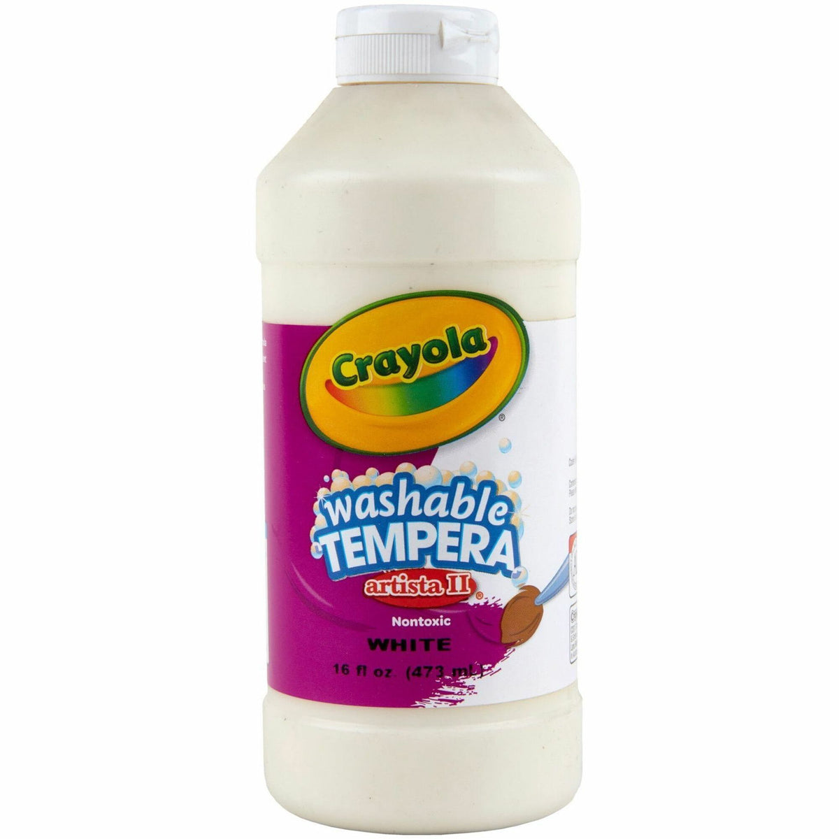Crayola Artista II Washable Tempera Paint - White - 16 oz - Washable - 1 Each