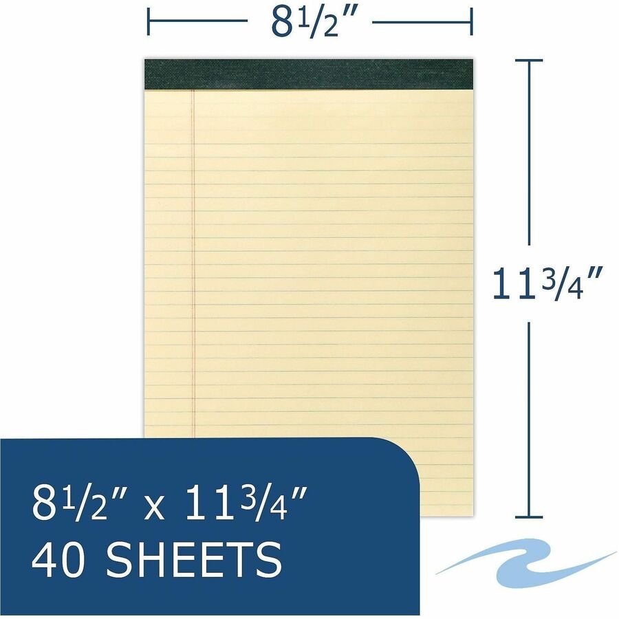 Roaring Spring Recycled Legal Pad - 40 Sheets - 80 Pages - Printed - Stapled/Tapebound - Both Side Ruling Surface - 12 /
