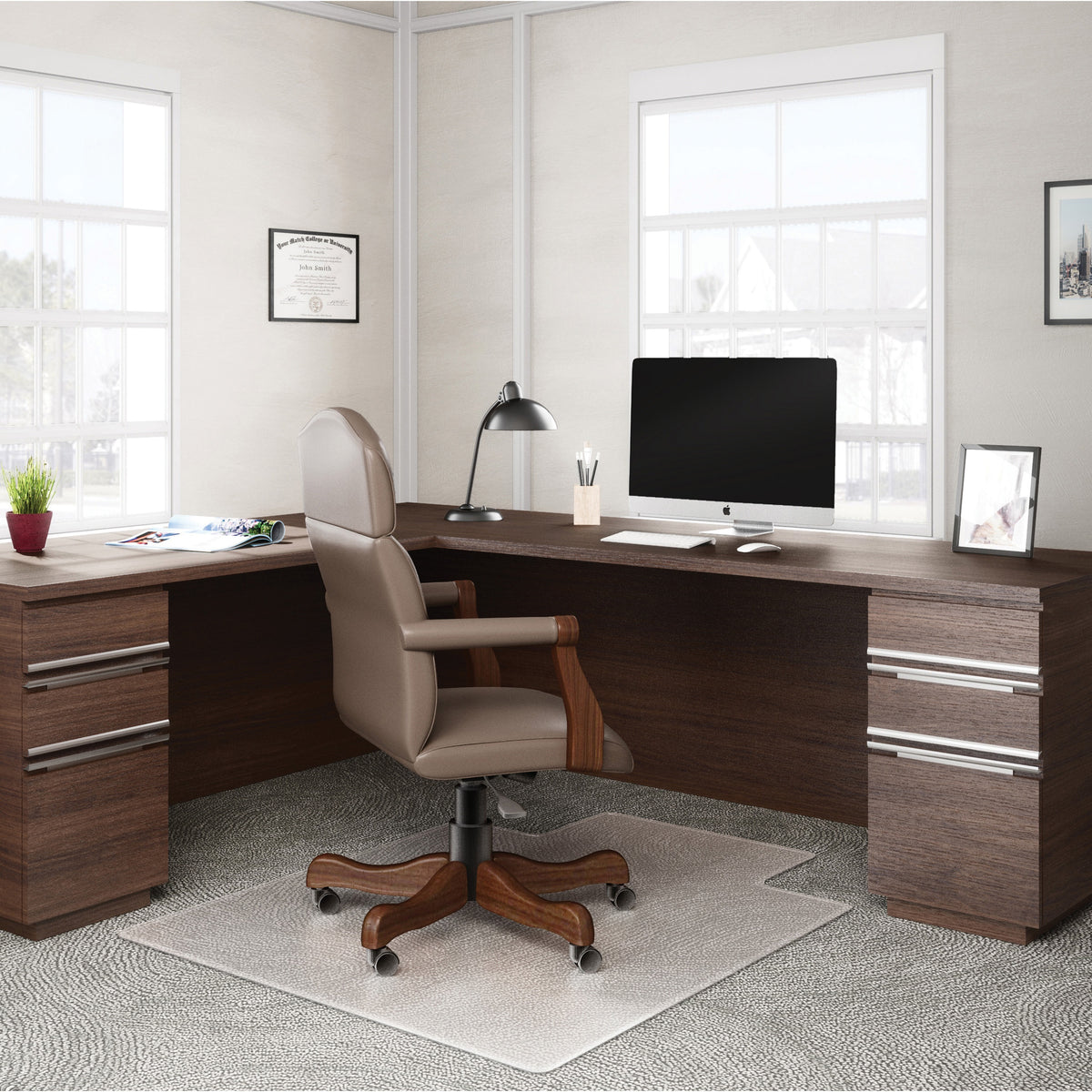 Deflecto RollaMat for Carpet - Home, Office, Carpet - 60" Length x 46" Width - Lip Size 12" Length x 25" Width - Rectang