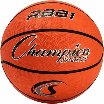Champion Sports Size 7 Rubber Basketball Orange - 29.50" - 7 - Rubber, Nylon - Orange - 1  Each