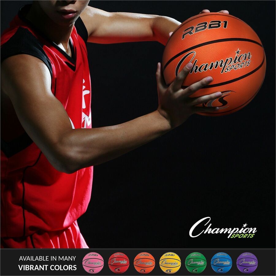 Champion Sports Size 7 Rubber Basketball Orange - 29.50" - 7 - Rubber, Nylon - Orange - 1  Each