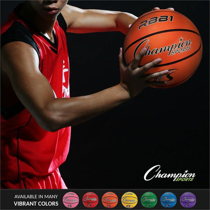 Champion Sports Size 7 Rubber Basketball Orange - 29.50" - 7 - Rubber, Nylon - Orange - 1  Each