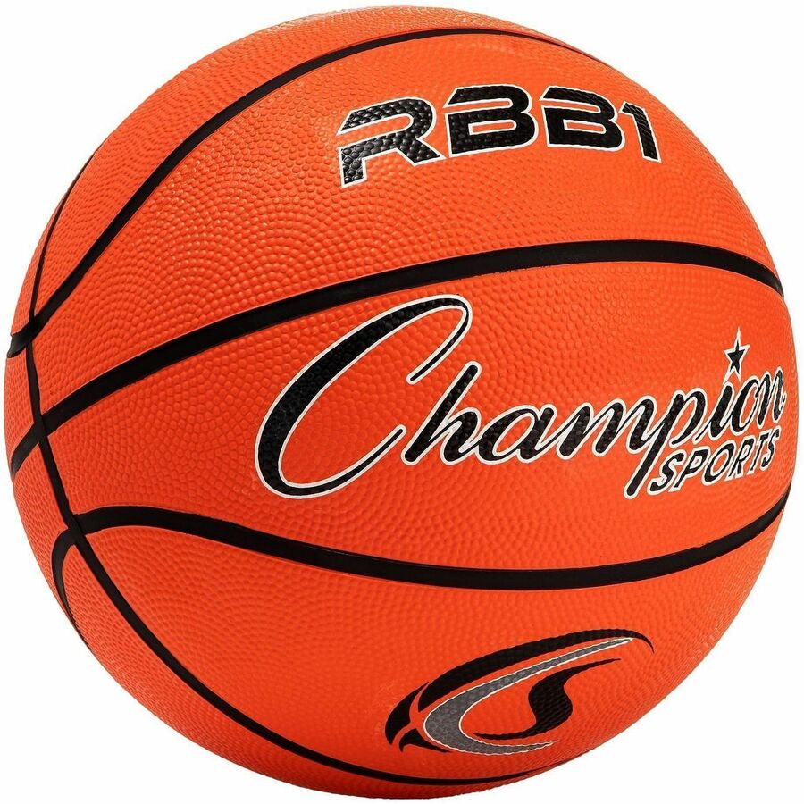 Champion Sports Size 7 Rubber Basketball Orange - 29.50" - 7 - Rubber, Nylon - Orange - 1  Each