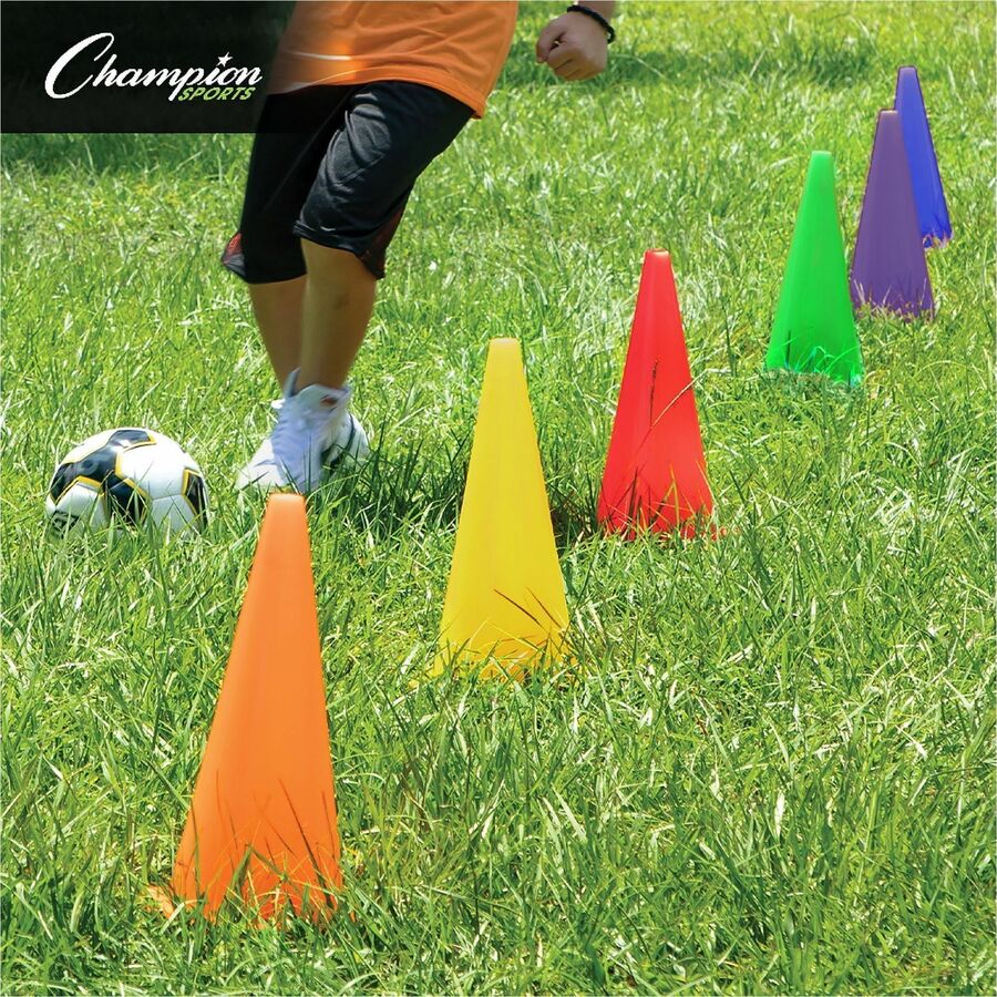 Champion Sports High Visibility Plastic Cone Set - Fluorescent Orange - Plastic