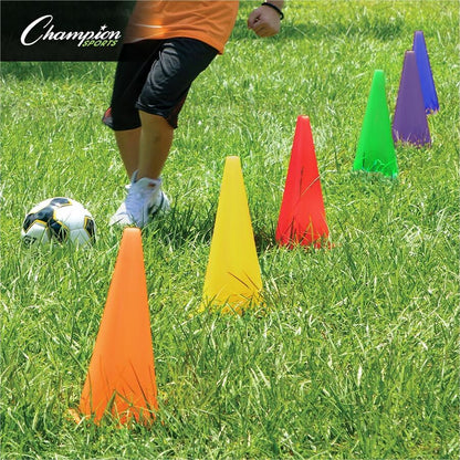 Champion Sports High Visibility Plastic Cone Set - Fluorescent Orange - Plastic