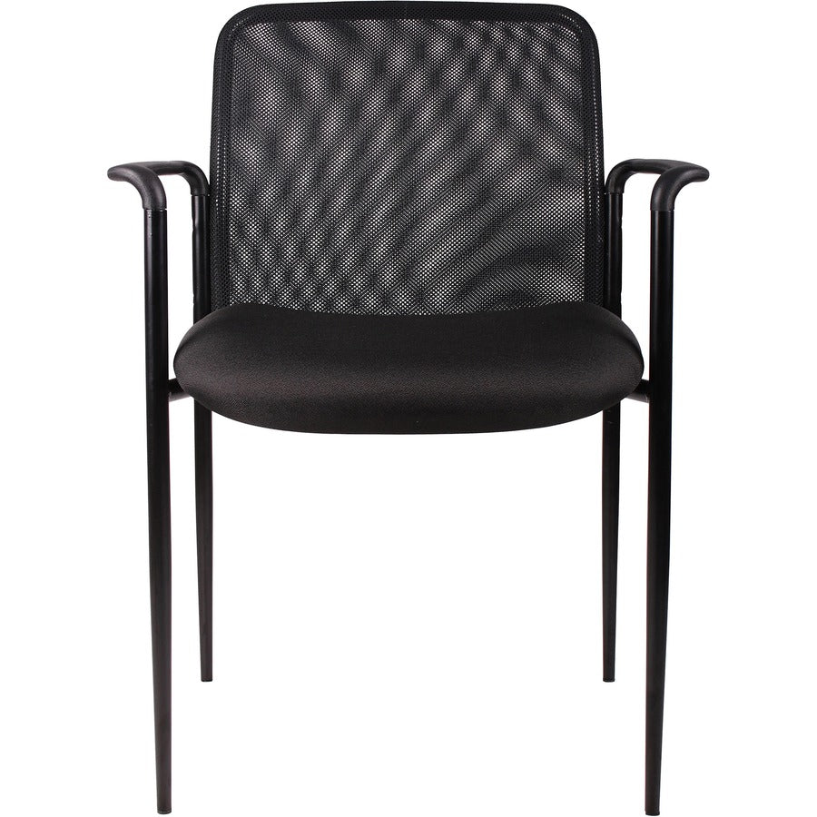Lorell Reception Side Chair with Molded Cap Arms - Black Seat Color - Mesh Back Material - Steel Frame Material - Four-l