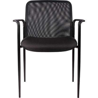 Lorell Reception Side Chair with Molded Cap Arms - Black Seat Color - Mesh Back Material - Steel Frame Material - Four-l