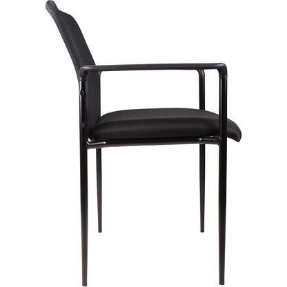 Lorell Reception Side Chair with Molded Cap Arms - Black Seat Color - Mesh Back Material - Steel Frame Material - Four-l