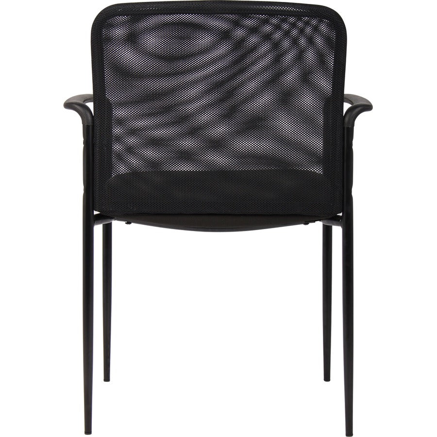 Lorell Reception Side Chair with Molded Cap Arms - Black Seat Color - Mesh Back Material - Steel Frame Material - Four-l