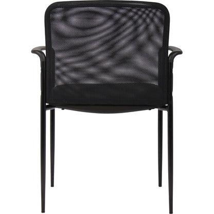Lorell Reception Side Chair with Molded Cap Arms - Black Seat Color - Mesh Back Material - Steel Frame Material - Four-l