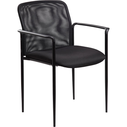 Lorell Reception Side Chair with Molded Cap Arms - Black Seat Color - Mesh Back Material - Steel Frame Material - Four-l