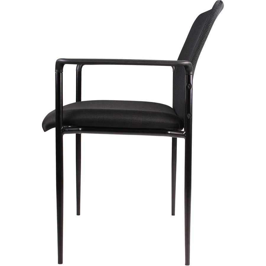 Lorell Reception Side Chair with Molded Cap Arms - Black Seat Color - Mesh Back Material - Steel Frame Material - Four-l