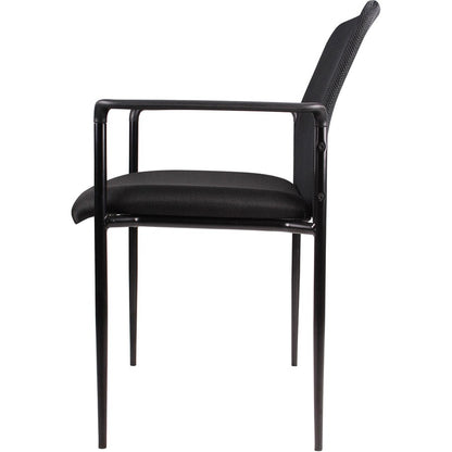 Lorell Reception Side Chair with Molded Cap Arms - Black Seat Color - Mesh Back Material - Steel Frame Material - Four-l