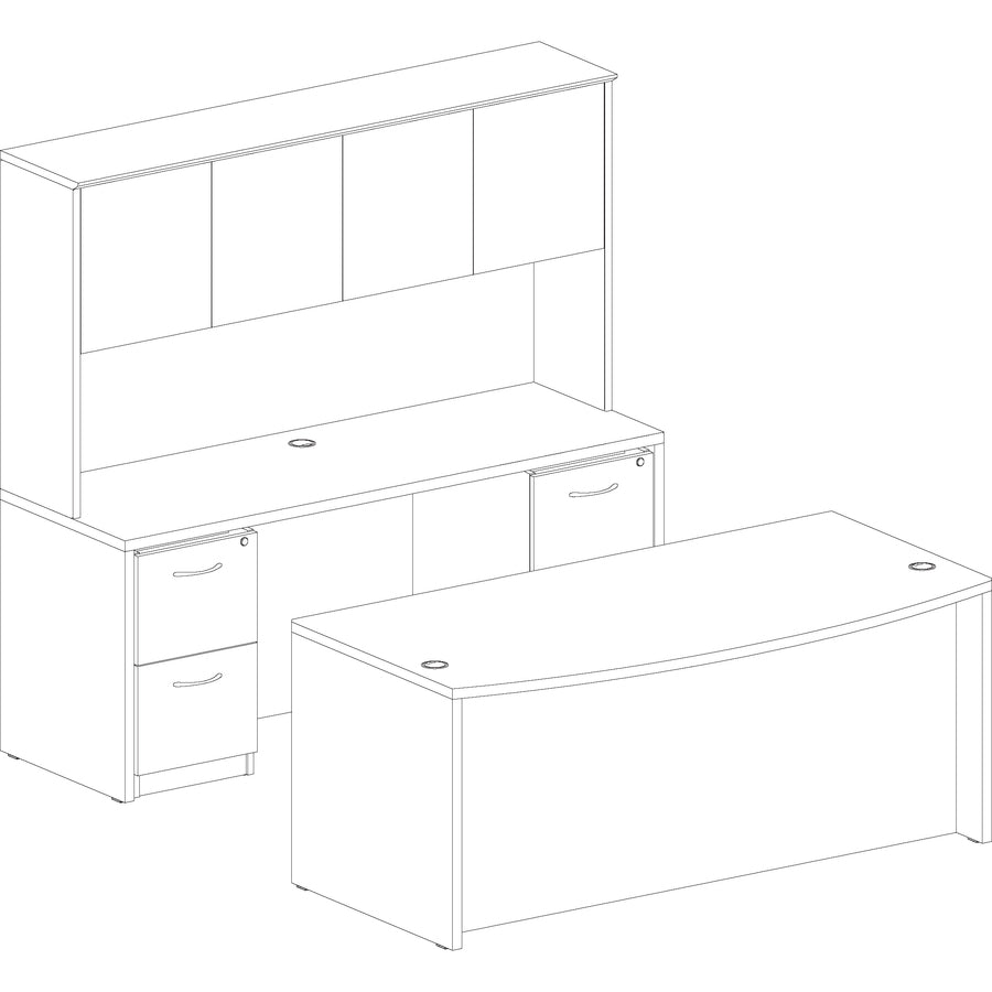 Lorell Essentials Series Stack-on Hutch with Doors - 36" Height x 70.9" Width x 14.8" Depth - 4 Door(s) - Finish: Lamina