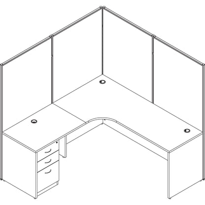 Lorell Essentials Series Return Shell - 29.5" Height x 47.3" Width x 23.6" Depth - Finish: Cherry, Laminate - Grommet, M