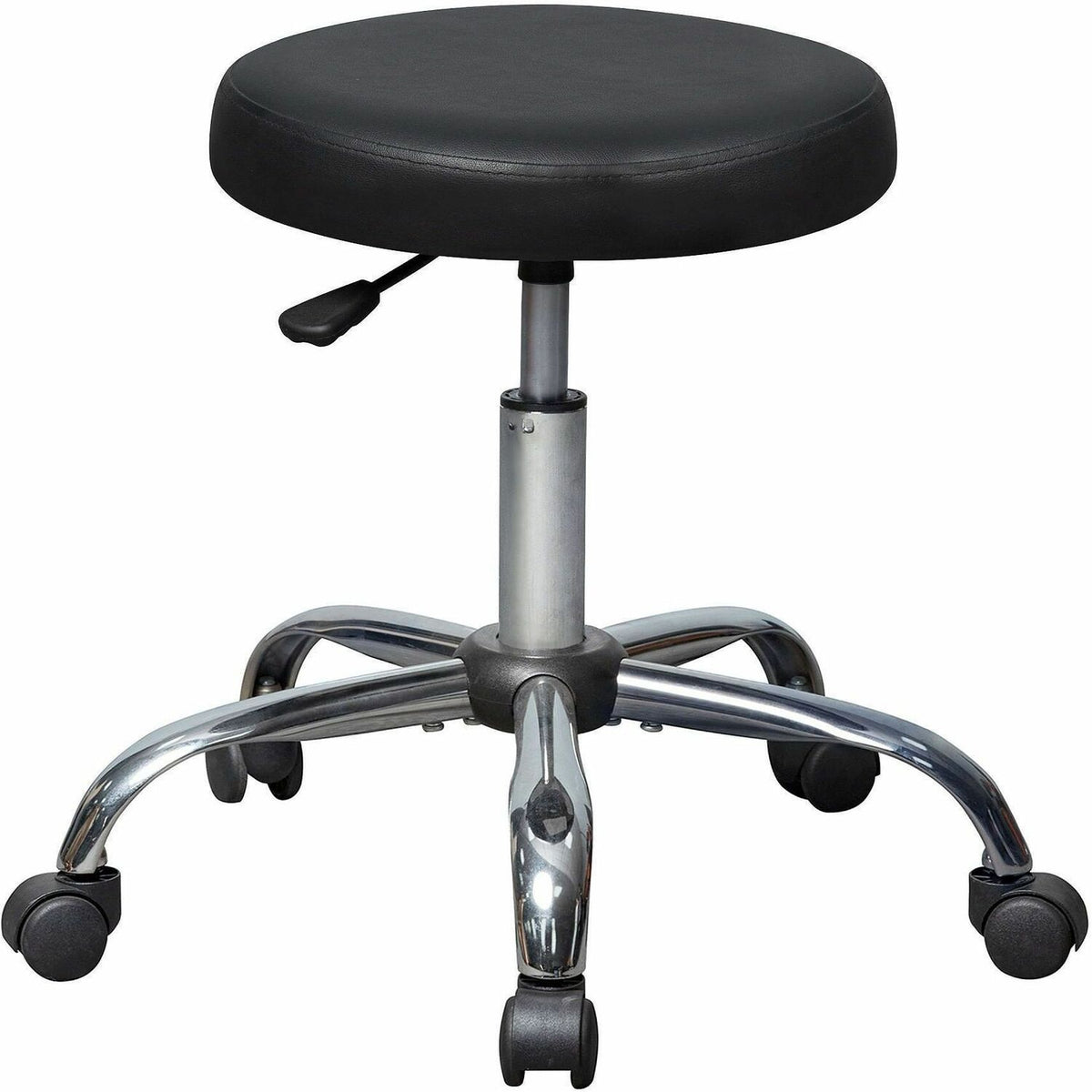 Lorell Backless Pneumatic-Lift Stool - Vinyl Seat Material - 5-star Base - Black - 1 Each